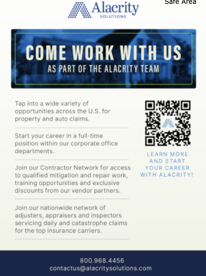 Printed,  Alacrity Hiring (Come Work With Us) Flyer